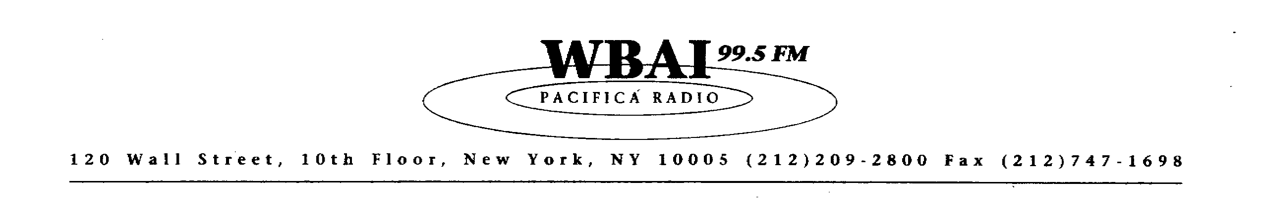 WBAI letterhead